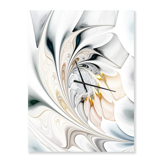 Designart White Stained Glass Floral Art Modern Wall Clock